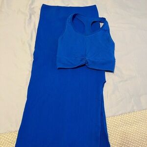 Fabletics Vibrant Blue Midi Skirt and sports bra